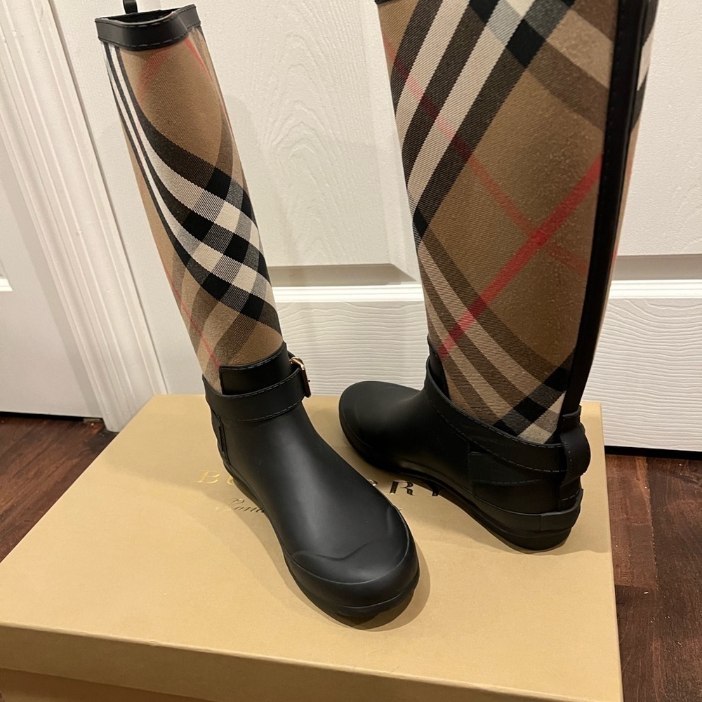 Simeon Vintage Check Moto Rain Boots - Picture 7 of 8